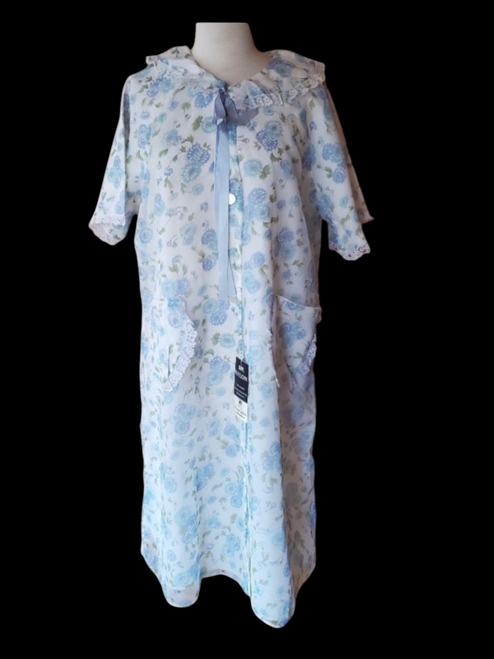 Deadstock w/Tag Late 50s/60s‎ ILGWU Blue Floral Robe
